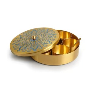 Elegant Masala Organizer <b>Box</b> Metal with Decorative Lid Kitchen Storage for Spices <b>Herbs</b> Seasoning and Cooking Essentials - Product Image 4