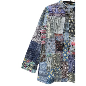 Veste matelassée Kantha unisexe faite à la main, coton biologique indien, style bohème, patchwork, respirante, tissée, réversible, écologique - Product Image 2