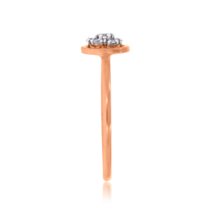 Bague de fiançailles Rosy Bloom en or rose 14 carats avec halo floral étincelant, bijoux fins pour femmes - Product Image 3
