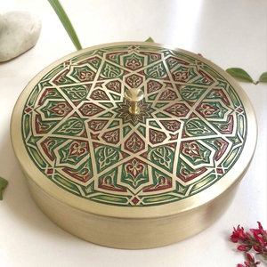 Handcrafted Brass Decorative <b>Storage</b> Box With Lid Engraved Mandala Design Round Jewelry Organizer Gift Box Home Decor - Product Image 3