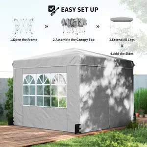 Tenda da Esterno in PVC Resistente e Impermeabile, Gazebo Portatile in Alluminio per Eventi in Giardino - Product Image 4