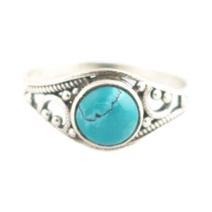 Bague en argent sterling 925 avec turquoise naturelle, faite à la main, pierre de naissance de décembre, unisexe - Product Image 1