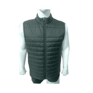 Men's <b>Quilted</b> Vest Solid Color Zipper Closure Windproof Polyester <b>Wadding</b> Casual Winter Wear Stand Collar - Product Image 2