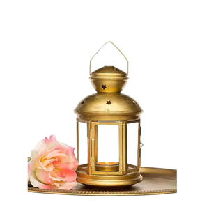 Golden Brass Lantern With Glass <b>Panels</b> Durable Design For Home <b>Decoration</b> Wedding Garden <b>Decor</b> Indoor Outdoor Use Lantern - Product Image 1