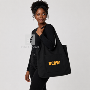 Custom NCBW Coalition Tote bag Black and Gold Embroidered Logo Daily Use <b>Large</b> Capacity Canvas Tote bag for female - Product Image 3