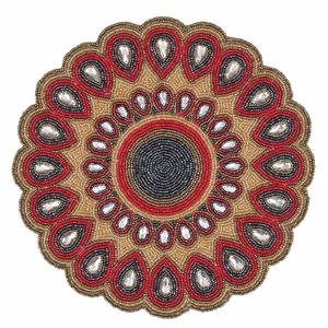 Hot Selling Round Floral Marigold Glass Beaded <b>Table</b> Mat Handmade Glass Beads Place Mat For Dinning Thanksgiving & Festive <b>Decor</b> - Product Image 5