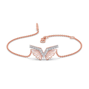 Textured Dual-Strand Station Diamond Link <b>Bangle</b> <b>Bracelet</b> - Product Image 2