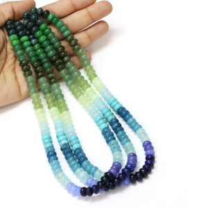 Hermosas cuentas de cuarzo verde azulado en forma de rondel, lisas, de 7 a 8 mm, cuentas de piedras preciosas de cuarzo verde azulado, venta al por mayor, artesanía. - Product Image 2