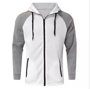 Men Color Blocking Tracksuit Set <b>White</b> Full Zip Hoodie <b>Jogger</b> Pants Casual Streetwear Breathable Solid Design winter Wear - Product Image 4