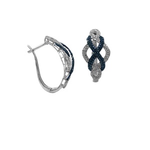 ต่างหูห่วง925เงินทรงกลมสีขาวฟ้าเพชรธรรมชาติอินฟินิตี้2.01 CTS - Product Image 1