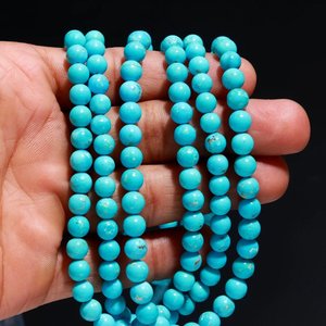 Cuentas Redondas Lisas de Turquesa Sleeping Beauty Arizona de 5-6mm, Calidad AA, Piedras Preciosas Naturales Sueltas para Joyería al por Mayor - Product Image 6