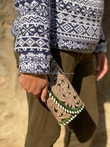 Cartera tallada a mano, funda de teléfono de embrague, elegante, multiusos, carteras de cuero occidental, Cartera de Color marrón para mujer - Product Image 5