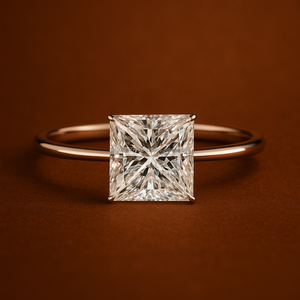 Bague de fiançailles solitaire classique en or 14 carats avec moissanite taille princesse, ensemble de mariage et d'anniversaire, bague fine pour mariée - Product Image 2