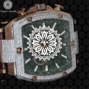 Montre mécanique de luxe Charm Jewels en acier inoxydable, boîtier carré de 40 mm, étanche 10 bars, date automatique, accents de diamants, pour homme - Product Image 4