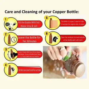 Bouteille d'eau en cuivre pur à 100 % de qualité supérieure, anti-fuite, avec finition martelée antique, écologique, pour le bureau et la maison - Product Image 4