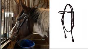 Cabezada de cuero genuino trenzado a mano ajustable para caballo occidental, con frenteira recta de cuero moldeado redondo, color marrón, talla 40 - Product Image 4