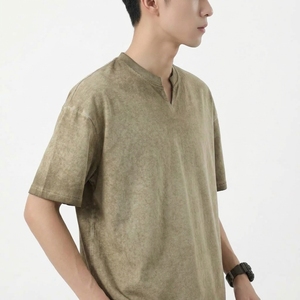 เสื้อยืดสไตล์วินเทจพรีเมียมสำหรับผู้ชาย ผ้าฝ้าย 100% เนื้อหนา ทรงโอเวอร์ไซส์ ทรงบ็อกซี่ ผ่านการซักแบบวอชฟินิช ด้านหน้าเป็นมิตรต่อสิ่งแวดล้อม สตรีทแวร์ลำลอง - Product Image 1