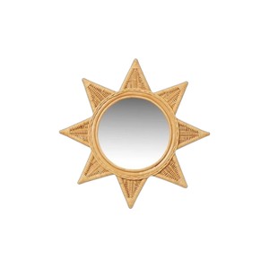 Miroir mural en rotin style étoile géométrique mignon — Décoration artisanale adaptée aux miroirs en rotin pour enfants et aux miroirs en rotin - Product Image 3