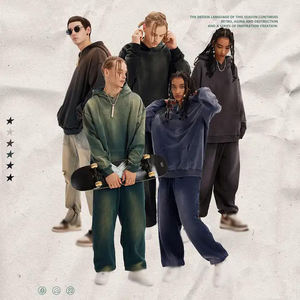 BEW0062 Sudadera con Capucha Extra Grande Personalizable OEM 2024, Fabricada con 100% Algodón, Lavado Ácido, Estilo Vintage, Tejido Grueso - Product Image 1