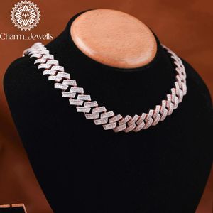 Charm Jewells Moissanite <b>Statement</b> <b>Necklace</b> Brilliant Cut Geometric Link Chain 14K Gold Plated 925 Silver IGI Certified Hip Hop - Product Image 2