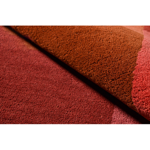 Tapis d'appoint géométrique moderne et contemporain en laine et viscose tufté à la main, à poils ras, rectangulaire irrégulier, patchwork vert coucher de soleil - Product Image 4