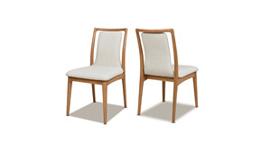 Chaise de salle à manger Shandy rembourrée en bois brun clair naturel avec structure en bois massif et assise en matériau olefine - Product Image 3