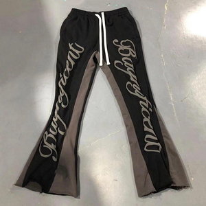 Pantalones de chándal acampanados para hombre, personalizados, 100% algodón, felpa francesa, estampado en relieve, bloques de color, cintura con cordón, servicio OEM - Product Image 6