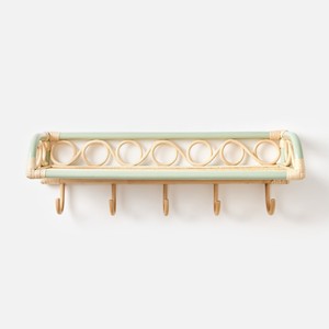 Étagère murale en rotin durable avec crochets, organisateur suspendu, présentoir tressé fait main pour entrée et décoration intérieure, vente en gros B2B - Product Image 6