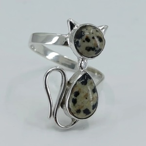 Jasper <b>Cat</b> Shape <b>Ring</b> 925 Sterling Silver Handmade Boho Statement Promise <b>Ring</b> for Women Natural Jasper March Birthstone - Product Image 2
