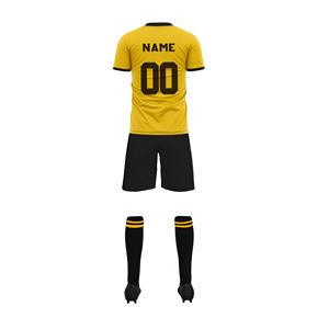 Custom Sublimated Soccer Jersey Set Men's Blue Black Short Sleeve <b>Moisture</b> Wicking Athletic Uniform with Team Numbers and <b>Socks</b> - Product Image 6