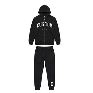Men's 2 Piece Fleece Sweatsuit Hoodie and Sweatpants Set, Full <b>Zip</b> Long Sleeve <b>Hooded</b> Tracksuit, Warm Casual Loungewear for Fall - Product Image 2
