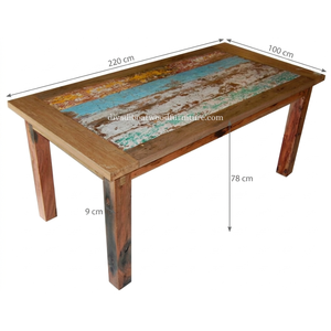 DIVADI Dining <b>Table</b> Java Style KD <b>Leg</b> Rectangular Model Reclaimed Boat Wood Sustainable Design EcoFriendly For Indoor or Outdoor - Product Image 1