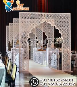 Opulent <b>Wedding</b> Aisle Way Decor Laser Cut <b>Frame</b> Stunning White Mughal Style <b>Wedding</b> Arch Elegant <b>Wedding</b> Stage Entrance Setup UK - Product Image 2