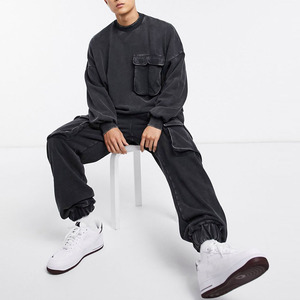 Ensemble survêtement à capuche et pantalon de jogging, couleur unie, coupe classique, longueur intégrale, vêtements d'hiver respirants, style décontracté, 100% coton - Product Image 3