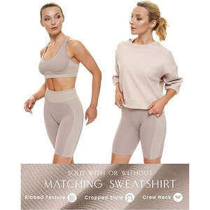 Ensemble d'entraînement assorti 2 ou 3 pièces pour femmes, short élégant, soutien-gorge de sport et tenue de yoga pour la course à pied et l'exercice physique - Product Image 2