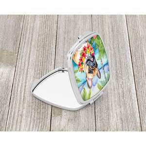Bulldog Francés Luau compacto espejo de maquillaje de viaje decorativo espejo de bolsillo plegable de mano para regalo de mujeres y niñas - Product Image 2