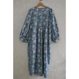 Vestido Boho de Algodón con Estampado a Mano para Mujer, Transpirable, Lavable, Ecológico, Cintura Natural, Ropa de Verano - Product Image 5