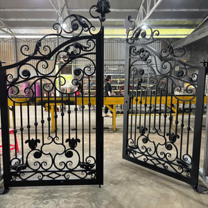 Puerta de Entrada Moderna de Metal con Elegante Decoración de Hierro Forjado para Entrada Principal Residencial y Seguridad del Jardín para Villa Moderna - Product Image 1