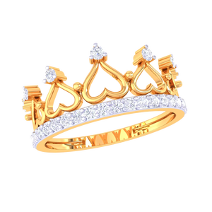 Anillo de Corona de Oro de Lujo para Mujer, Tiara de Corazón Brillante, Joyería de Princesa para Boda y Promesa, Regalo - Product Image 2
