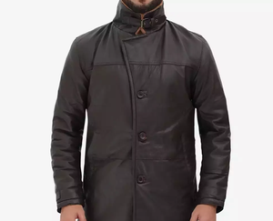 100% Genuine <b>Sheepskin</b> Leather Fleece Lined Breathable Overcoat for Men with Shearling Collar Stylish Design at Reasonable Price - Product Image 4