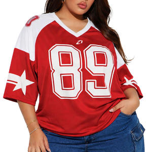 Camiseta de Fútbol Americano Roja Personalizada al por Mayor, Estilo Retro Urbano, con Diseño de Estrella, Transpirable, Estilo Casual - Product Image 1
