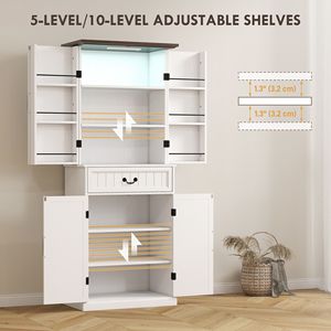 Mobile dispensa da cucina moderno in stile rustico con finitura bianca anticata e design su ruote - Costruzione in pannelli di legno MDF - Product Image 6