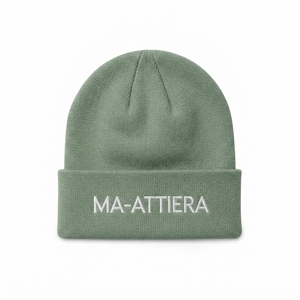 Gorro de Punto Verde Salvia con Puño, Gorro Cálido de Invierno con Logotipo Bordado Personalizado - Product Image 1