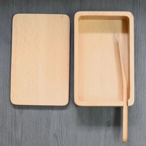 Simple Wooden Butter Dish With Wooden Knife Natural Butter <b>Storage</b> Box Used For Serving Cheese And Spreads From India - Product Image 3