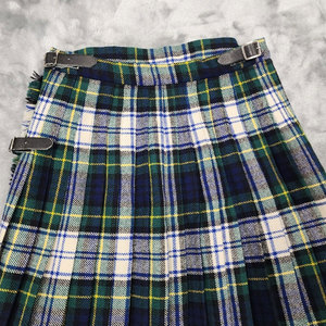 Jupe Vintage Femme Plissée Longue en Laine Tartan Vert Bleu avec Boucle Kilt 2026 - Product Image 4