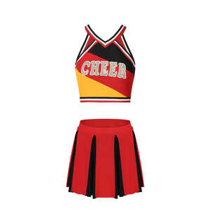Uniforme clásico de porristas con falda plisada y top ajustado para el espíritu de equipo, conjunto de uniforme de porristas de la mejor calidad OEM. - Product Image 1