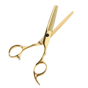 Tijeras profesionales para entresacar el cabello, color dorado, para uso profesional y doméstico, totalmente personalizables - Product Image 1