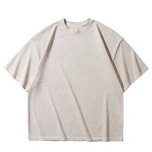 Camiseta de Cuello Redondo de Algodón Tejido Lavado Estilo Retro para Hombre, Efecto Vintage, Corte Regular, Ecológica, para Moda Urbana Diaria - Product Image 1