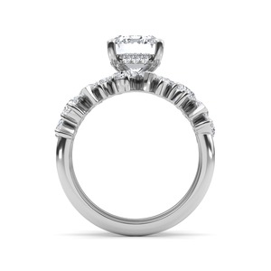 Anillo de compromiso de oro rosa de 10 quilates con diamantes cultivados en laboratorio, corte esmeralda, pera redonda y marquesa, 5.00 quilates en total, diseño de lujo - Product Image 4
