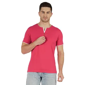 Men's <b>Pink</b> Short Sleeve T-Shirt Regular Fit Casual O-Neck 100% Cotton Solid Color Contrast Knitted Breathable 220g Everglide - Product Image 6